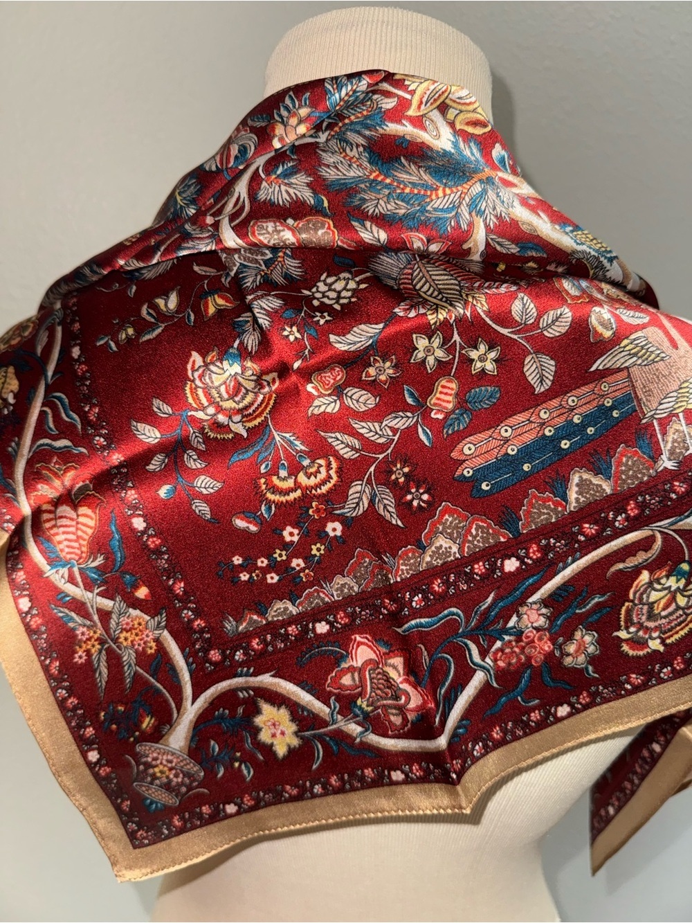 100% Pure Mulberry Silk Square Scarf 26”x26" Women Neckerchief Headscarf - Picture 5 of 9